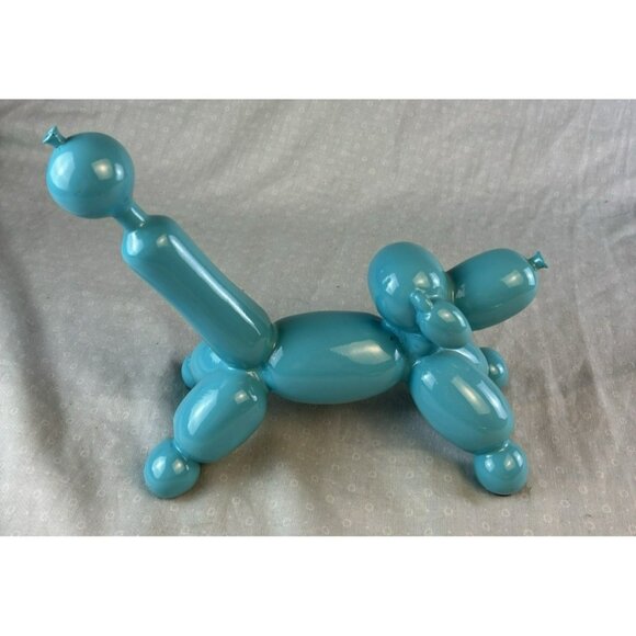 Ceramic Balloon Dog Blue Blue Retro Pop Art Figurine Jeff Koons Style Decor - Picture 4 of 8